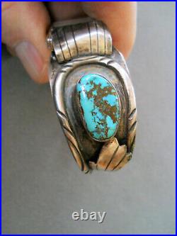 Native American Indian Red Mountain Turquoise Sterling Silver Watch Bracelet