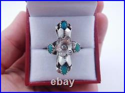 Native American Indian Sterling Silver Turquoise Stone Flower Ring