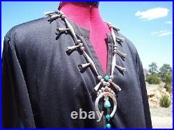 Native American Jewelry Navajo Sterling & Turquoise Old Pawn Necklace Huge