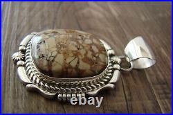 Native American Jewelry Sterling Silver Boulder Turquoise Pendant Alfred Ma