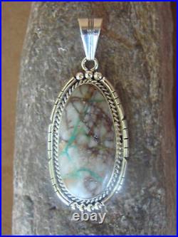 Native American Jewelry Sterling Silver Boulder Turquoise Pendant S. Yellowhai