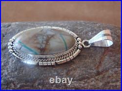 Native American Jewelry Sterling Silver Boulder Turquoise Pendant S. Yellowhair