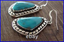 Native American Jewelry Sterling Silver Turquoise Dangle Earrings! McCarthy