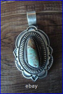 Native American Jewelry Sterling Silver Turquoise Pendant by Maloney