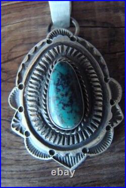 Native American Jewelry Sterling Silver Turquoise Pendant by Maloney