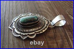 Native American Jewelry Sterling Silver Turquoise Pendant by Maloney