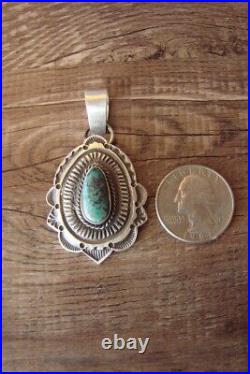 Native American Jewelry Sterling Silver Turquoise Pendant by Maloney