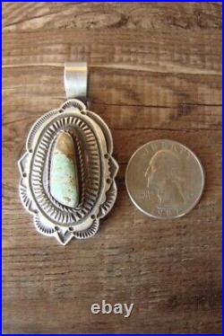 Native American Jewelry Sterling Silver Turquoise Pendant by Maloney