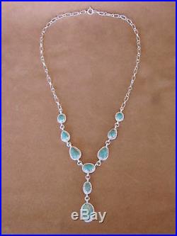 Native American Jewelry Turquoise Sterling Silver Necklace by Mark Barney