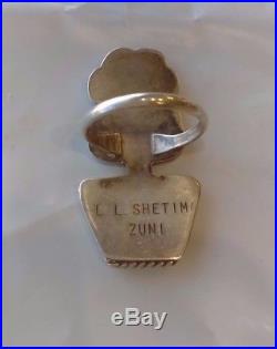 Native American L. L. SHETIMA Sterling Silver Turquoise Estate Ring Vintage Zuni