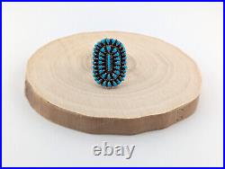 Native American Mini Needlepoint Turquoise Cluster Ring Sterling Silver Jewelry