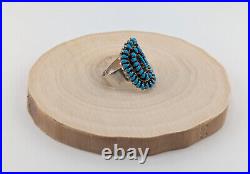 Native American Mini Needlepoint Turquoise Cluster Ring Sterling Silver Jewelry