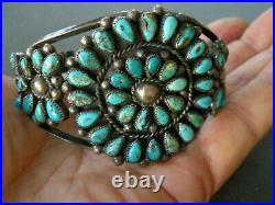 Native American Multi-Color Turquoise Flower Cluster Sterling Silver Bracelet