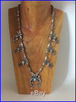 Native American NAVAJO Naja Pendant Necklace Sterling Silver Turquoise