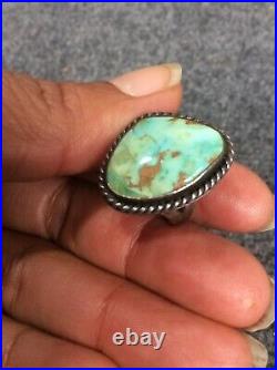 Native American Navajo Bass Sterling Silver turquoise Ring Size 5.5