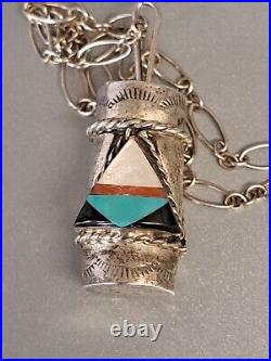 Native American Navajo Clyde Woody Sterling Silver Drum