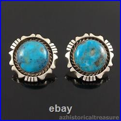 Native American Navajo Handmade Sterling Silver & High Grade Turquoise Earrings
