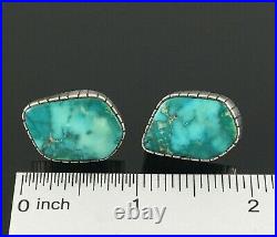 Native American Navajo Handmade Sterling Silver & High Grade Turquoise Earrings