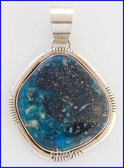 Native American Navajo Handmade Sterling Silver with Kingman Turquoise Pendant