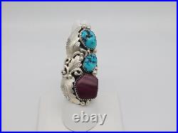 Native American Navajo Indian Rose Castillo Sterling Silver Turquoise Stone Ring