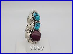 Native American Navajo Indian Rose Castillo Sterling Silver Turquoise Stone Ring