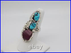 Native American Navajo Indian Rose Castillo Sterling Silver Turquoise Stone Ring