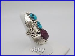 Native American Navajo Indian Rose Castillo Sterling Silver Turquoise Stone Ring