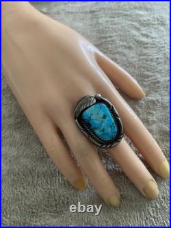 Native American Navajo Indian Scott Dave Sterling Silver Turquoise Stone Ring