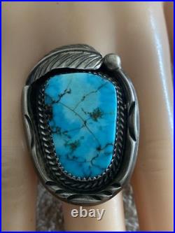 Native American Navajo Indian Scott Dave Sterling Silver Turquoise Stone Ring