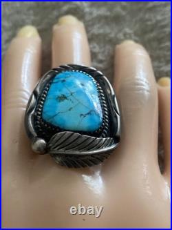 Native American Navajo Indian Scott Dave Sterling Silver Turquoise Stone Ring