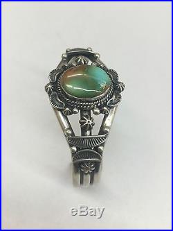 Native American Navajo Indian Sterling Silver Royston Turquoise Cuff Bracelet