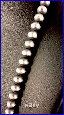 Native American Navajo Pearls 4 mm Sterling Silver Bead Necklace 20 Sale