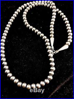 Native American Navajo Pearls 4 mm Sterling Silver Bead Necklace 20 Sale 325
