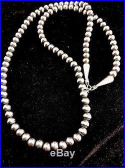 Native American Navajo Pearls 4 mm Sterling Silver Bead Necklace 22 Sale