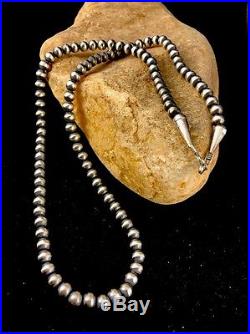 Native American Navajo Pearls 4 mm Sterling Silver Bead Necklace 22 Sale
