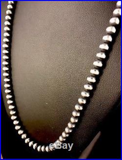 Native American Navajo Pearls 5mm Sterling Silver Bead Necklace 24 Sale