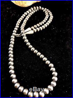 Native American Navajo Pearls 5mm Sterling Silver Bead Necklace 24 Sale 300