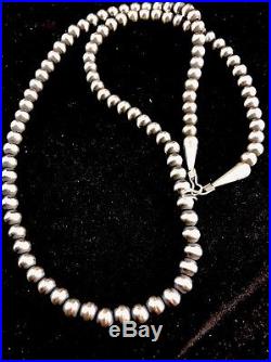 Native American Navajo Pearls 6mm Sterling Silver Bead Necklace 21 Sale