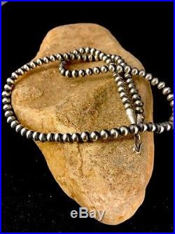 Native American Navajo Pearls 6mm Sterling Silver Bead Necklace 24 Sale