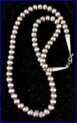 Native American Navajo Pearls 7mm Sterling Silver Bead Necklace 24 Sale