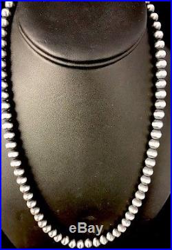 Native American Navajo Pearls 7mm Sterling Silver Bead Necklace 24 Sale
