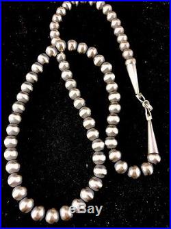 Native American Navajo Pearls 7mm Sterling Silver Bead Necklace 25 Sale
