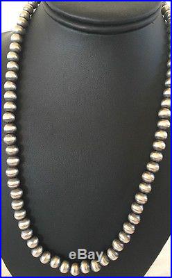 Native American Navajo Pearls 8mm Sterling Silver Bead Necklace 21