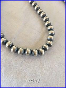Native American Navajo Pearls 8mm Sterling Silver Bead Necklace 21