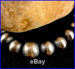 Native American Navajo Pearls Graduated Sterling Silver Bead Necklace 28 Sale