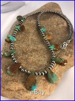 Native American Navajo Pearls Sterling Silver Royston Turquoise Necklace Gift
