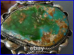 Native American Navajo Royston Turquoise & Jet 3-Stone Sterling Silver Bracelet