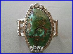 Native American Navajo Royston Turquoise Sterling Silver Cuff Bracelet Signed BB