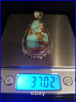 Native American Navajo Royston Turquoise & Sterling Silver Pendant Signed