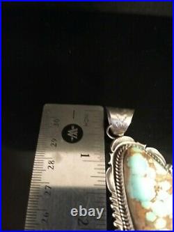 Native American Navajo Royston Turquoise & Sterling Silver Pendant Signed